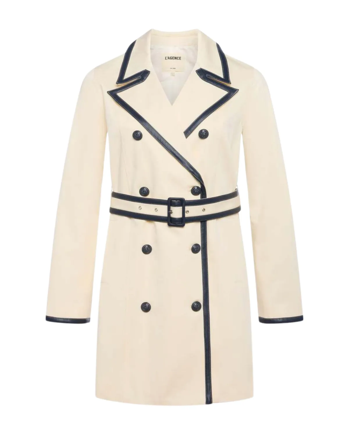 Toru Leather Trim Trench (Light Pearl/Midnight)