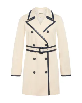 Toru Leather Trim Trench (Light Pearl/Midnight)