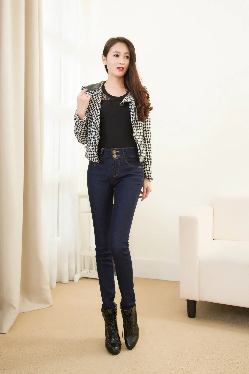 VenusFox High Waist Warm Jeans