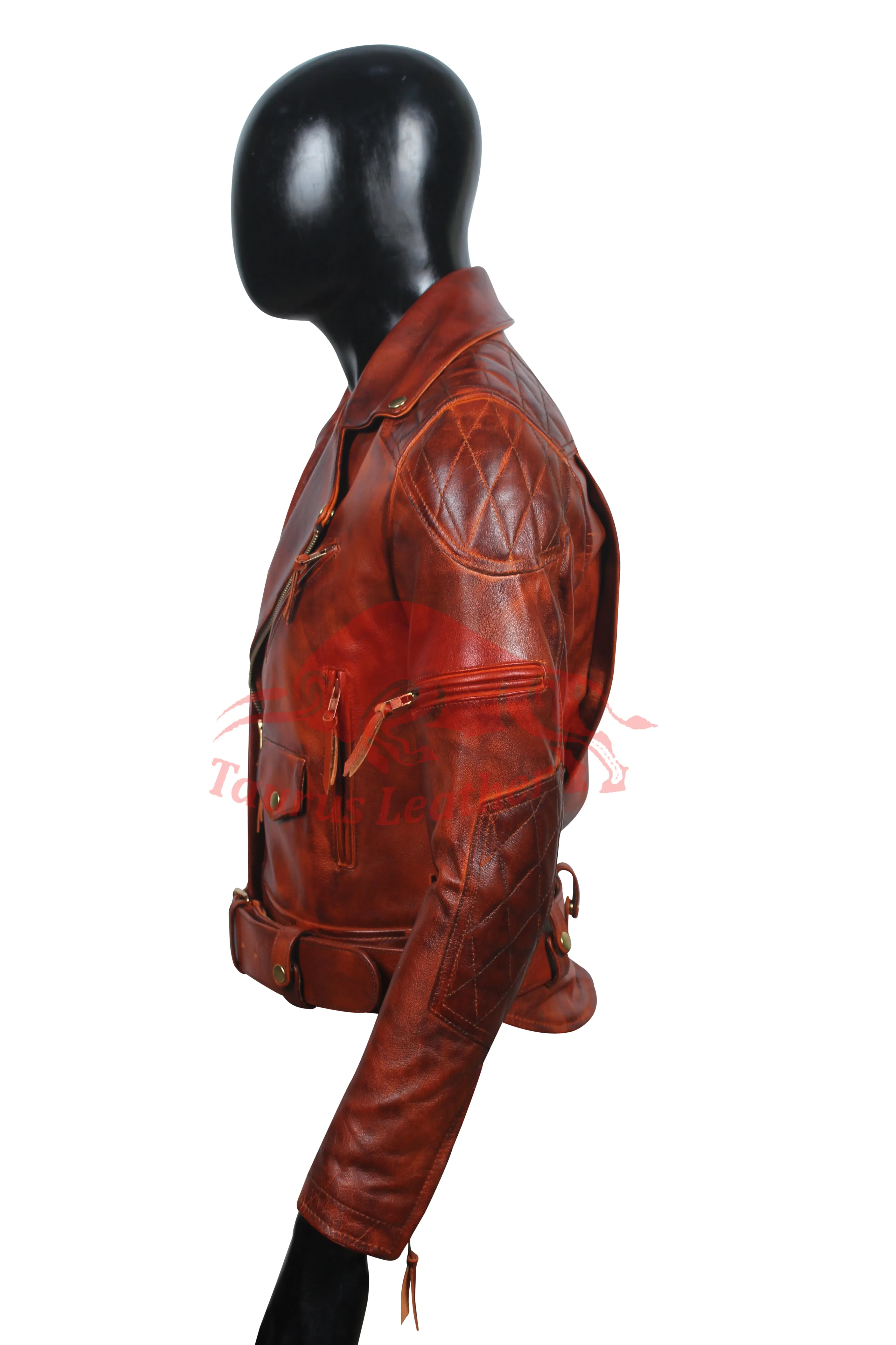 Vintage Brown The Classic Biker Jacket by Taurus Leather"