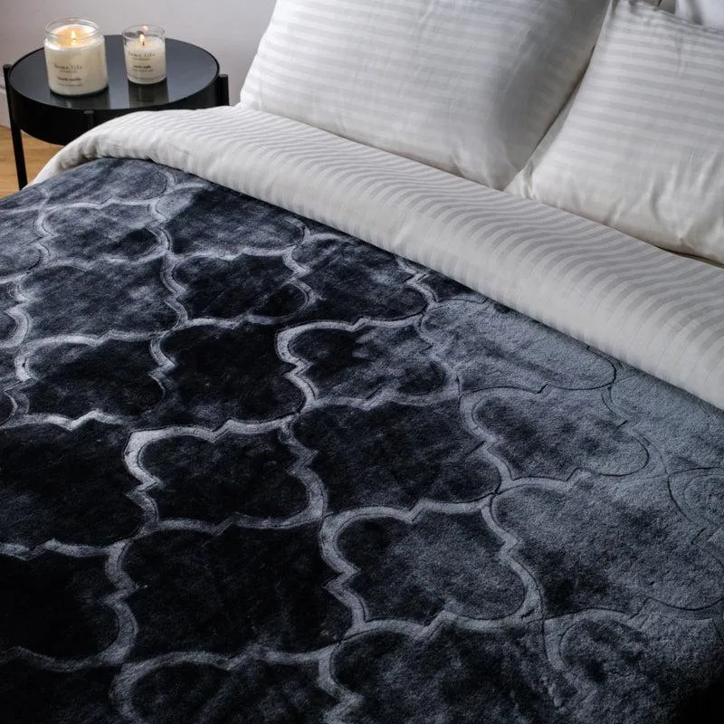 Whisper Soft Embossed Mink Blanket - Dark Grey