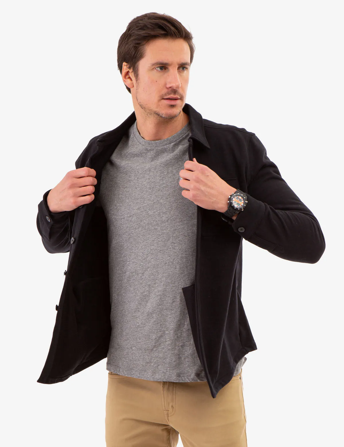 WHITE LABEL FRENCH TERRY SHACKET