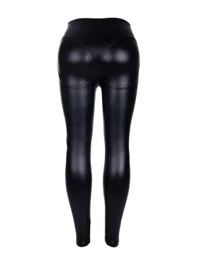 Zipper Decor PU Leather High Waist Pants